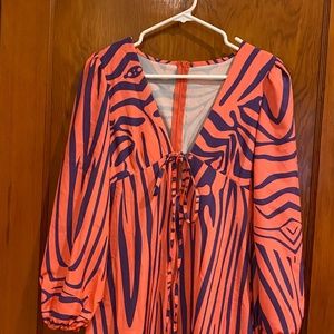 Purple and orange tiger print maxi dress